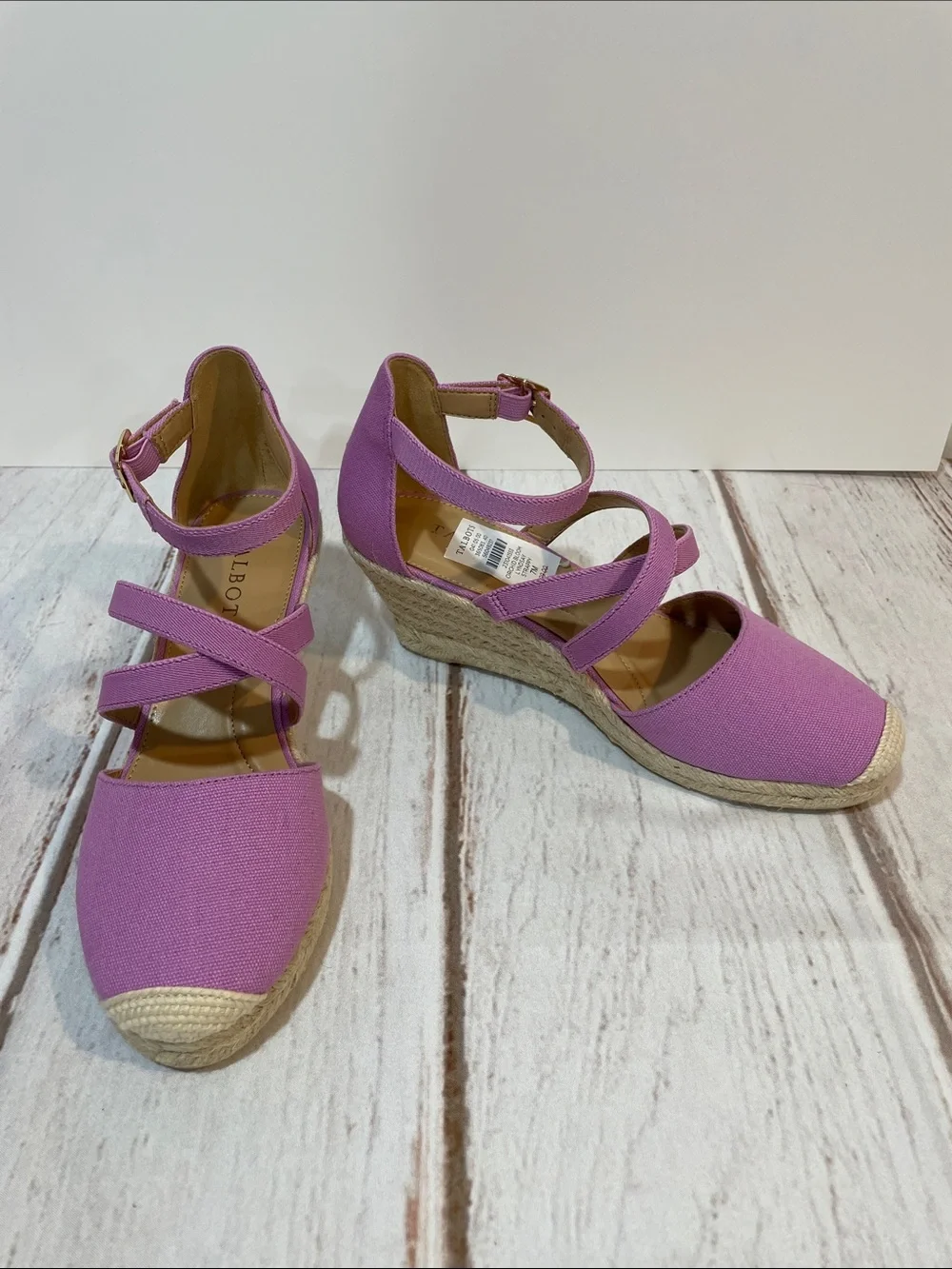 NWT Talbots Lilac Espadrille 7 Wedge Sandals Lyndsay Strappy Ankle Shoes NEW